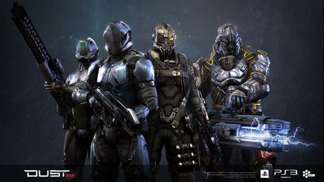 Charecters with Assult, Heavy, Scout and Logistic dropsuit.