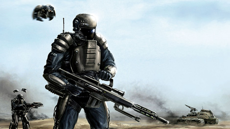 A soldier on the battleground.