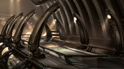 Concept art piece for the Amarr Captain’s Quarters walkway