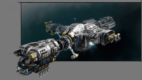 Concept art piece for the Primae industrial ship