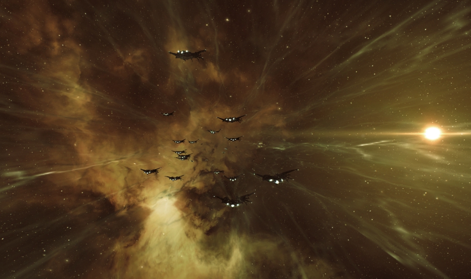 Ravens in Warp during EVE Dev Caravan event