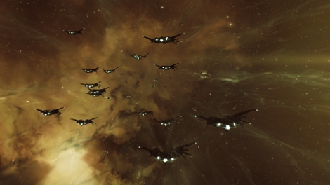 Ravens in Warp during EVE Dev Caravan event