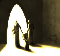 The two guards dragging the whimpering man out of the suite